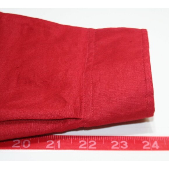 Ralph Lauren LRL Womens Red Linen Button Down Plus Size Top 3X Roll Tab Sleeve - Picture 8 of 8